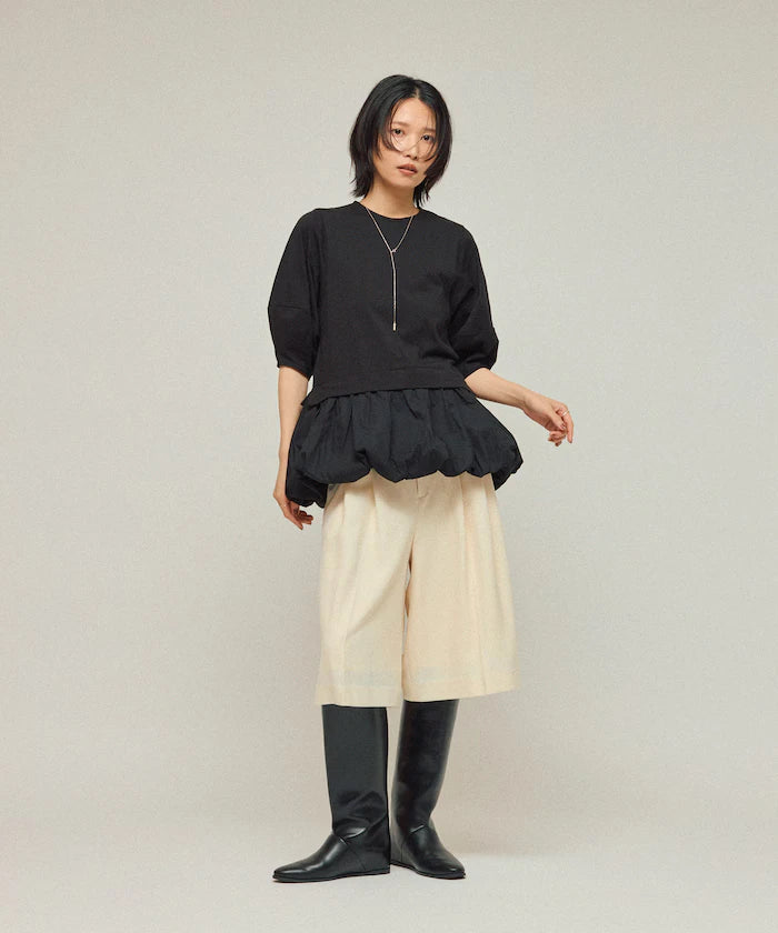Organic Cotton Peplum Switch Top / 5-minute Sleeve T-Shirt