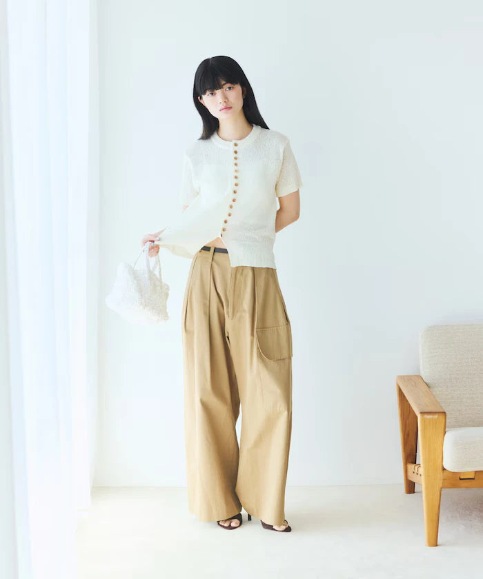 Wood Button Boucle Cardigan