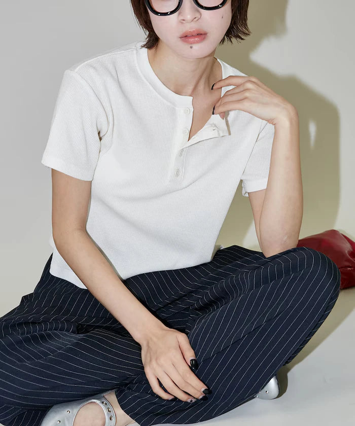 Light Waffle Henley Neck T-Shirt Limited Edition