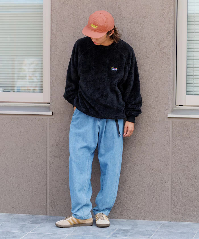 Relaxed Fit Raglan Sleeve Shaggy Fleece Pullover