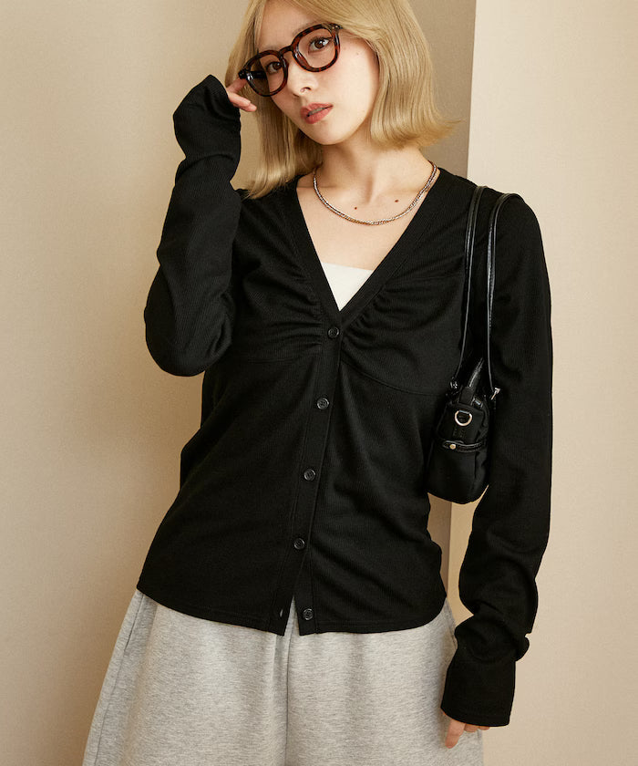 Layered-style V-neck cardigan limited edition