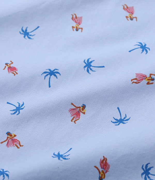 COTTON TWILL REGULAR COLLAR SHIRT “HULA & PALM TREE”