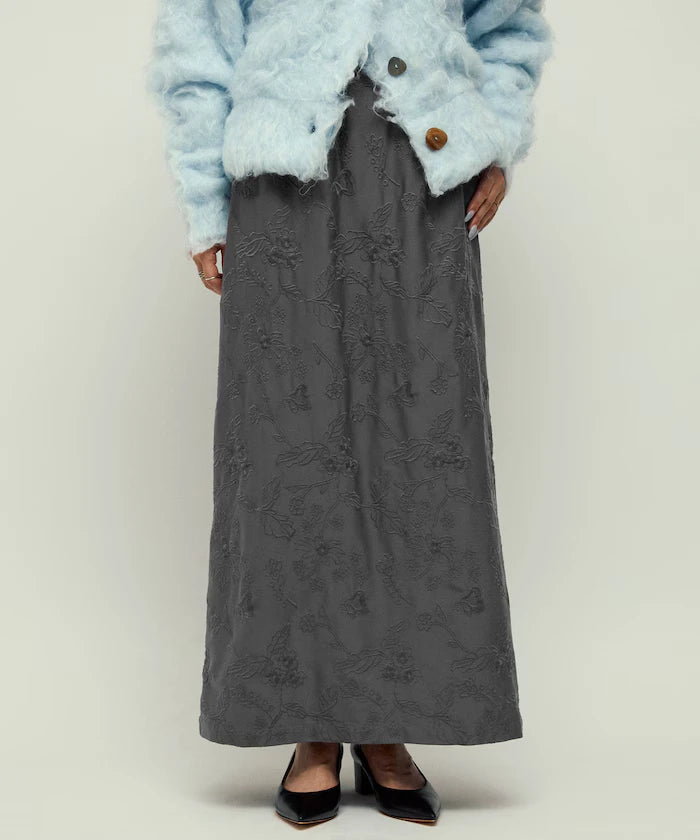 Flower Embroidery I-Line Easy Skirt