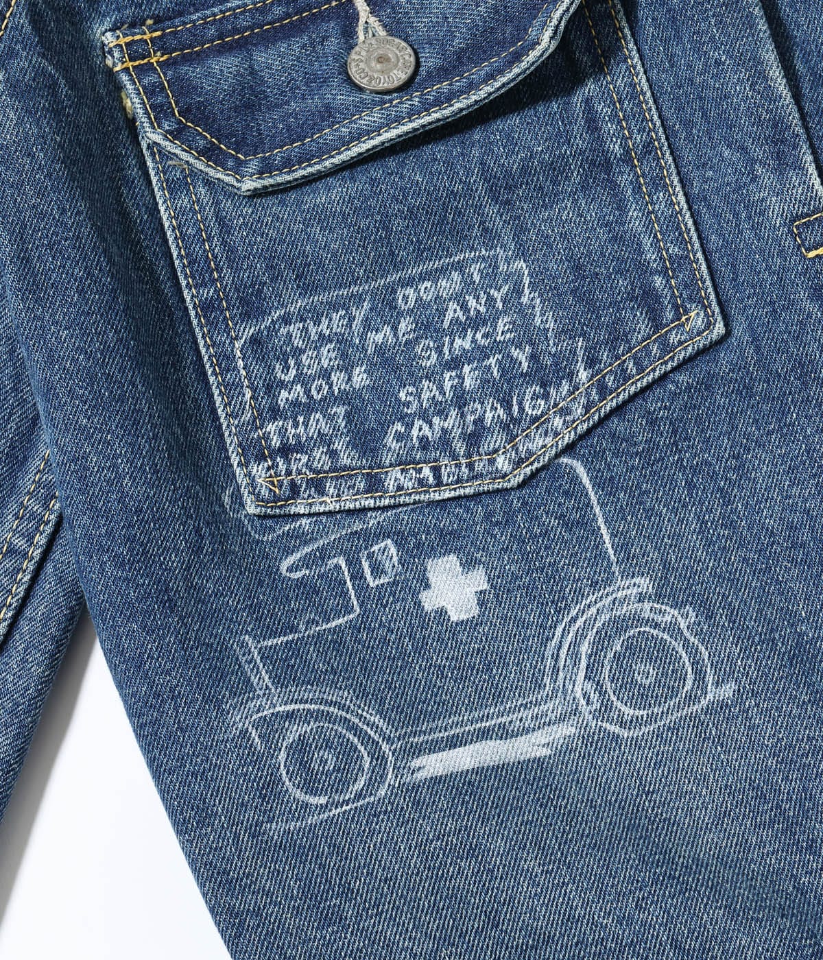 14.25oz. DENIM JACKET 1953 AGED MODEL CARTOON PAINT