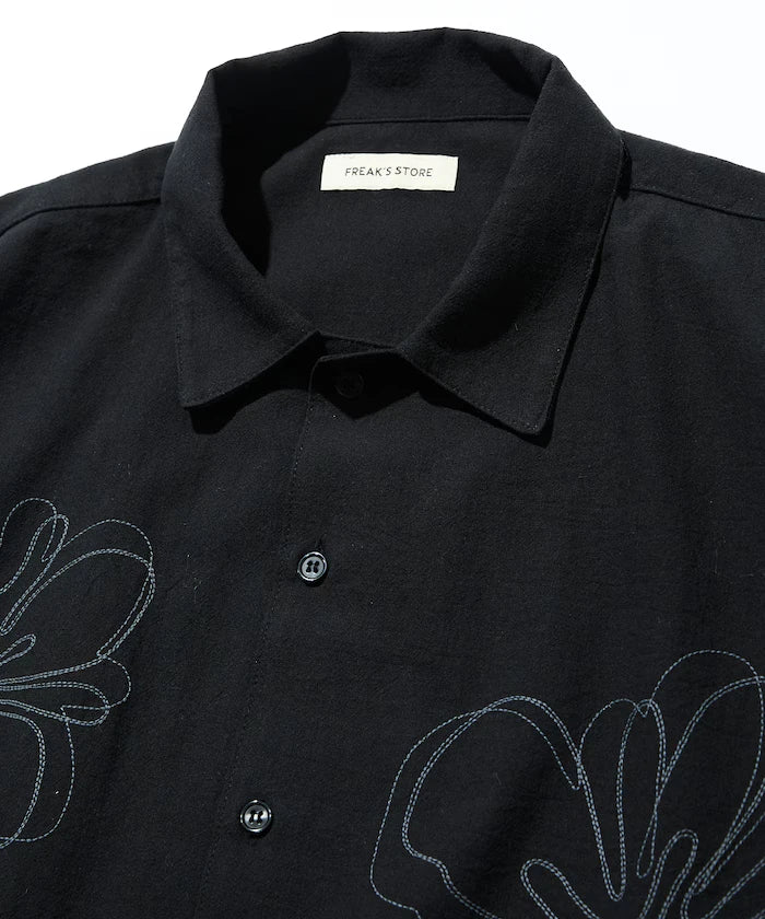 Relaxed Fit Floral Embroidered Short Sleeve Open Collar Shirt [Limited Edition]