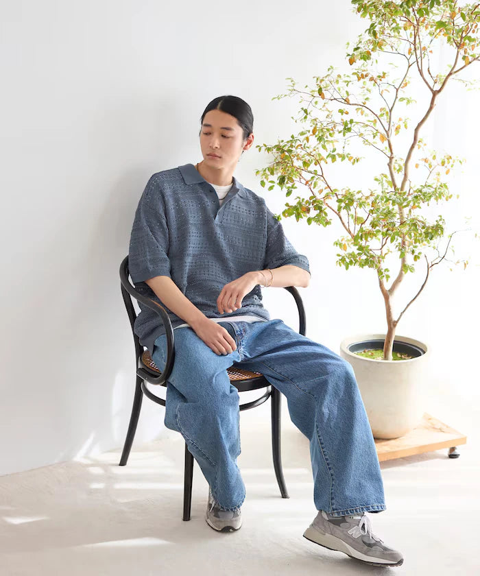 Big Silhouette Short Sleeve Knit Polo Shirt