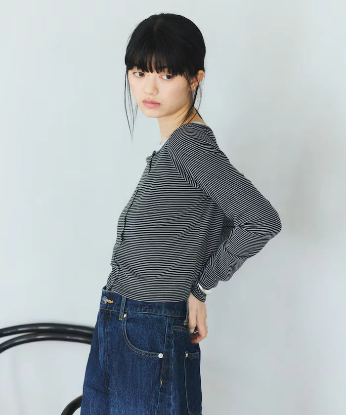 Layered Set Top / Striped Cardigan & Camisole