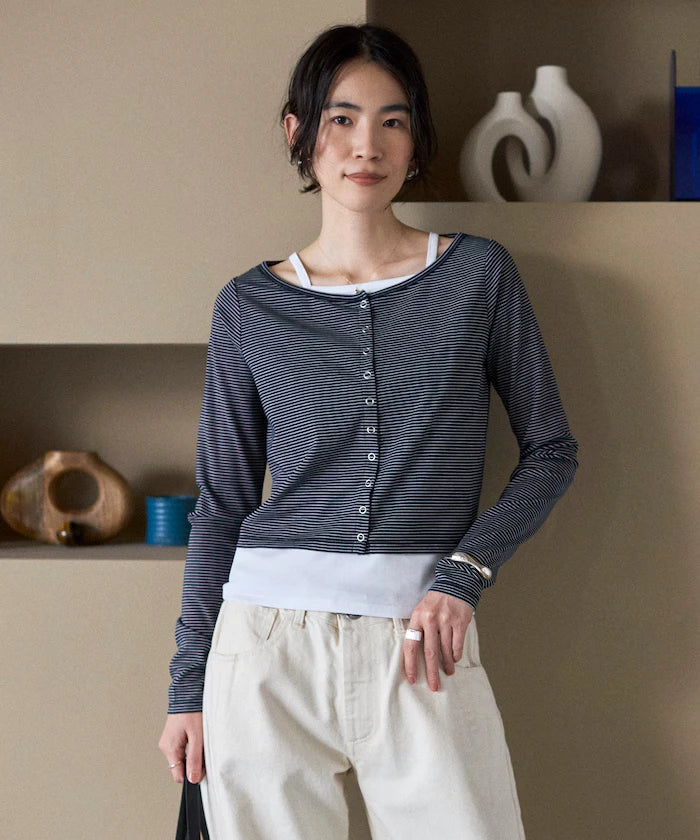 [February 12, 12:00 Release] Layered Set Top / Striped Cardigan & Camisole