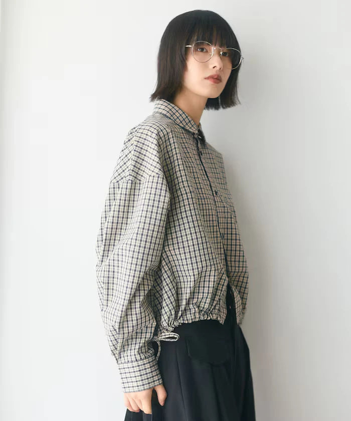 Hem Code Switch Short Length Long Sleeve Shirt