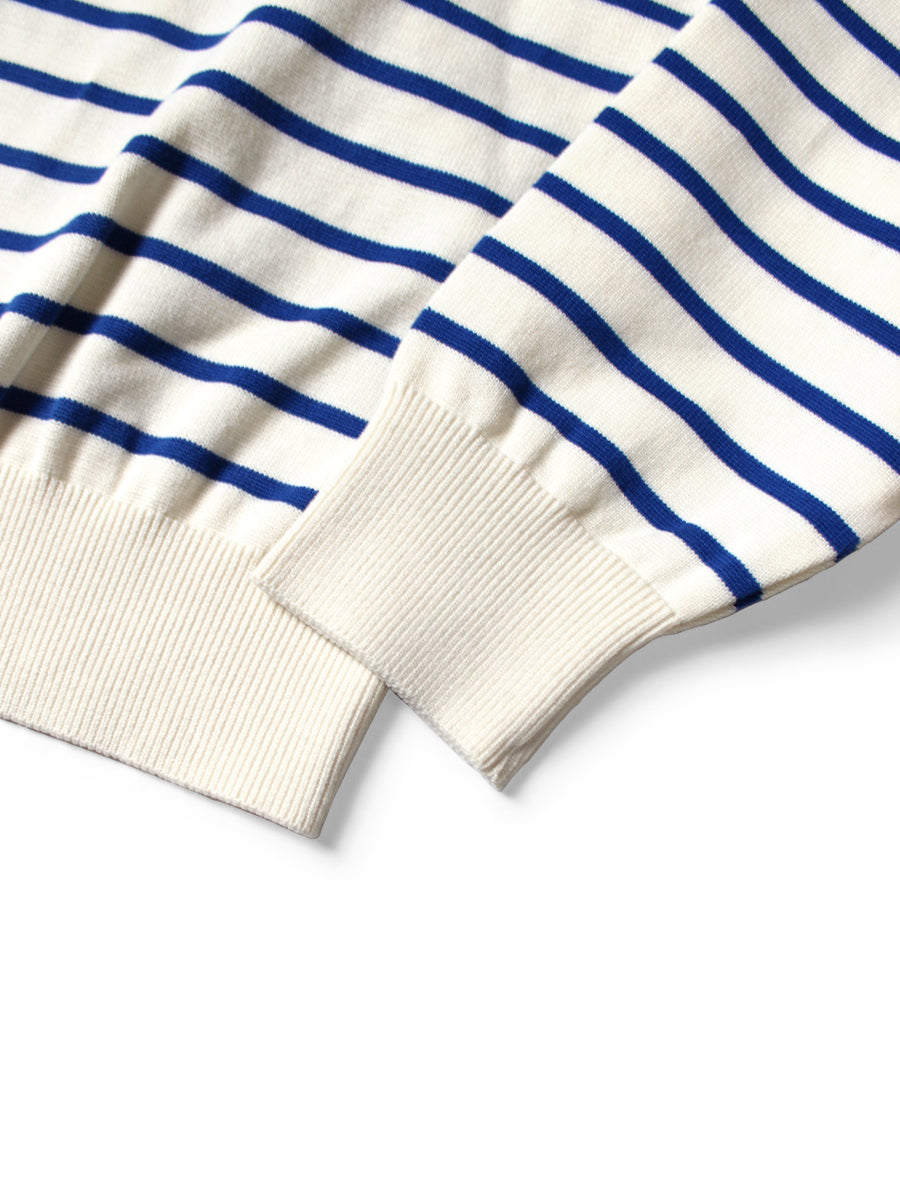 12G Panel Border Knit Boat Neck Sweater(...