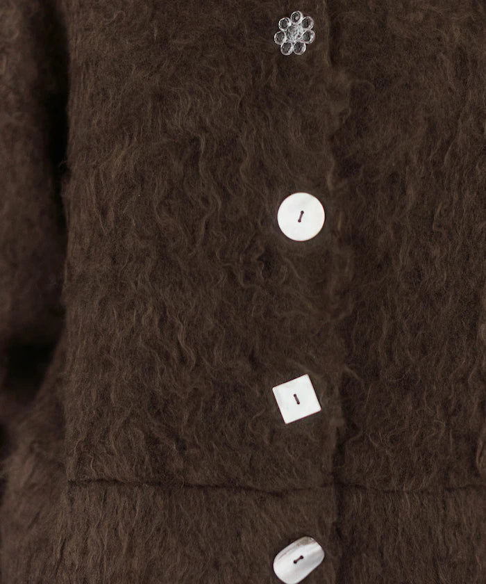 Variation Button Shaggy Knit Cardigan