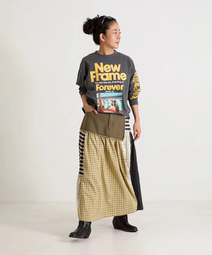 Flower & Check Docking Skirt