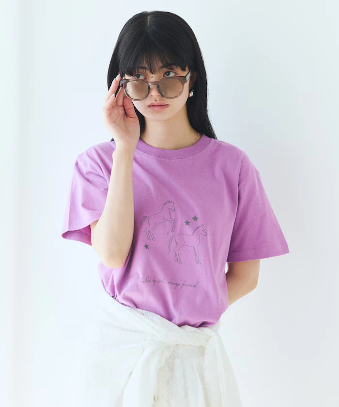 Comfortable Horse Print Crew Neck T-Shirt