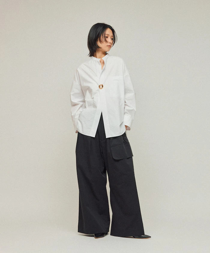 Oversized Long Sleeve Brooch Shirt