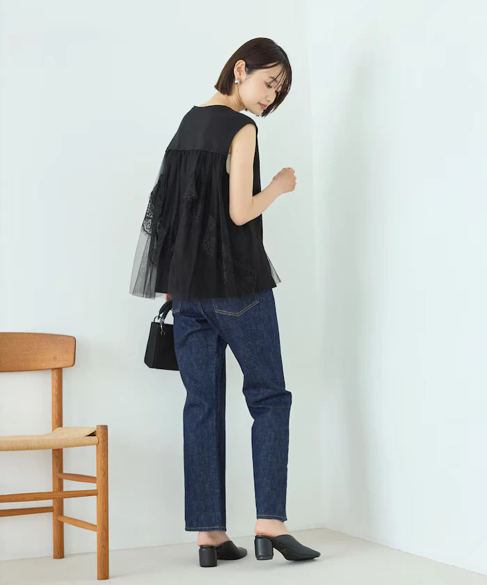 Organic Cotton Tulle Lace Docking Top
