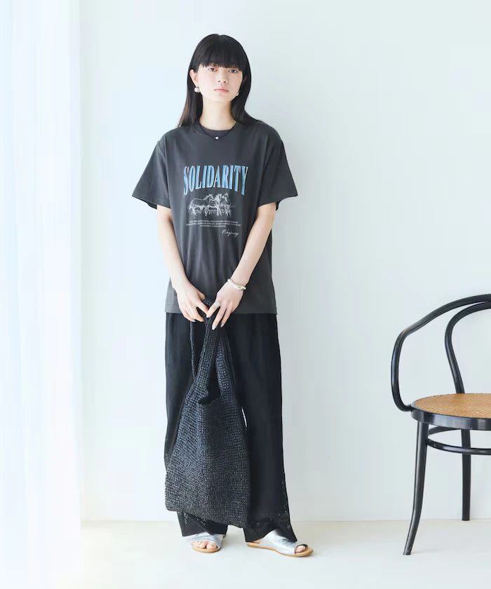 Comfortable Logo Horse Print Crew Neck T-Shirt