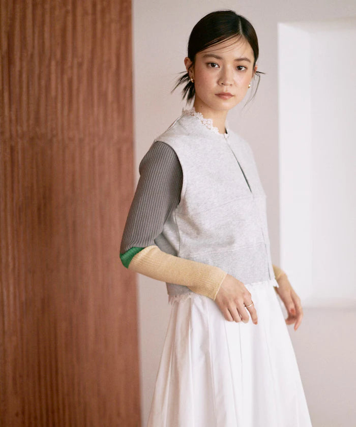 Organic Cotton Lace Sweat Vest / Lined Sweat
