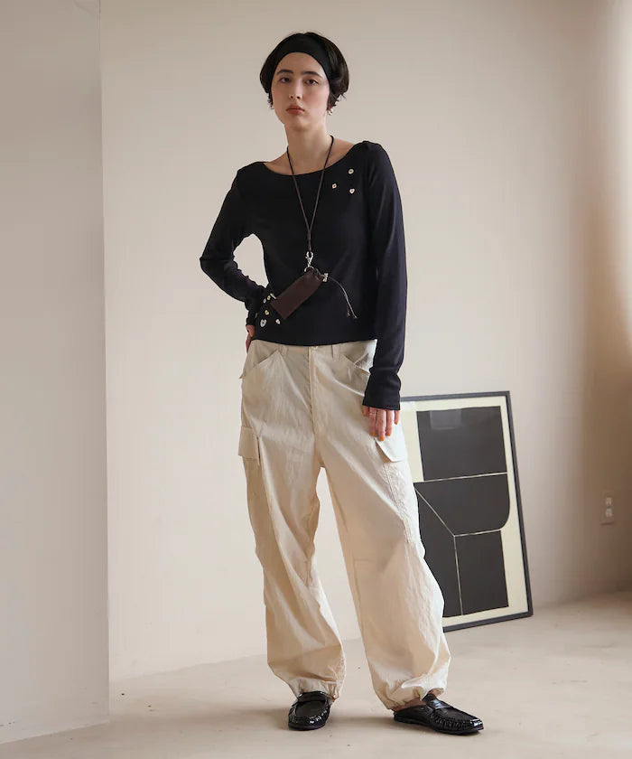 Many Button Cotton Modal Long Sleeve T-Shirt