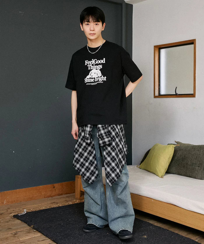 <Functional Material> Shime Bright Dog Print T-shirt Limited Edition