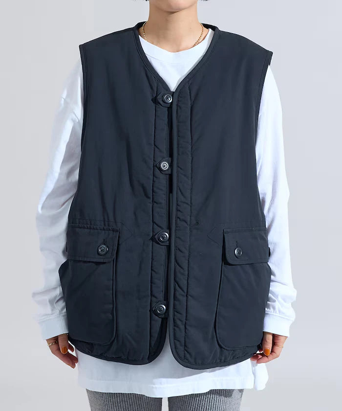 Cotton Nylon Twill Reversible Boa Vest