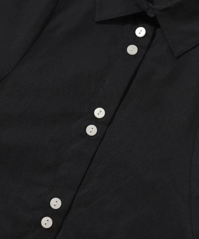 Switching Design Balloon Sleeve Shirt / 5-Minute Sleeve Blouse [Limited Edition]