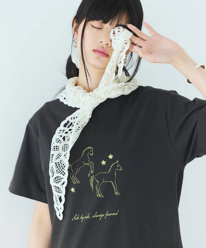 Comfortable Horse Print Crew Neck T-Shirt
