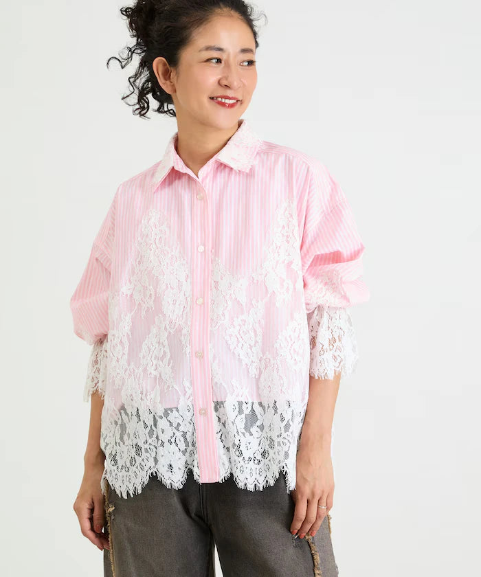 Lace Docking Stripe Shirt