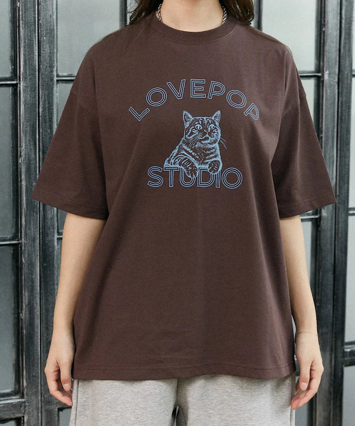 Functional Material Cat Print T-shirt Limited Edition