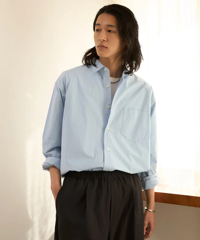 Nuance Color Oversized Regular Collar Long Sleeve Shirt