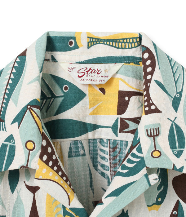 DOBBY COTTON OPEN SHIRT “FISH”