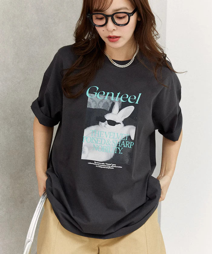 <Functional Material> Genteel Rabbit Print T-Shirt Limited Edition