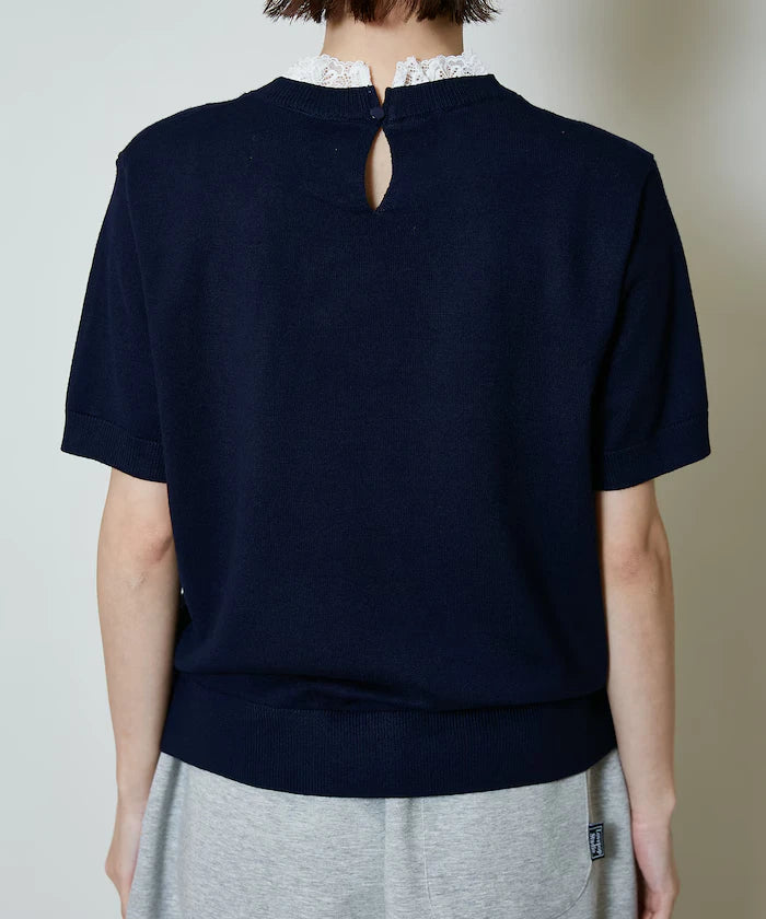 Lace Docking Short Sleeve Knit Top Limited Edition