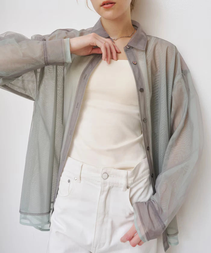Tulle Layered Bicolor Shirt [Limited Edition]