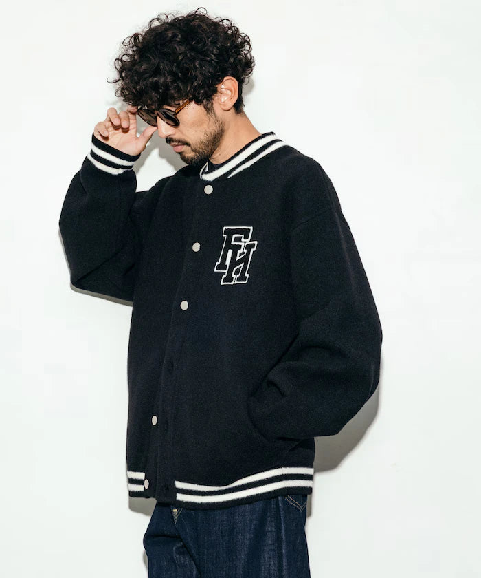 Relaxed Fit Logo Knit Varsity Jacket