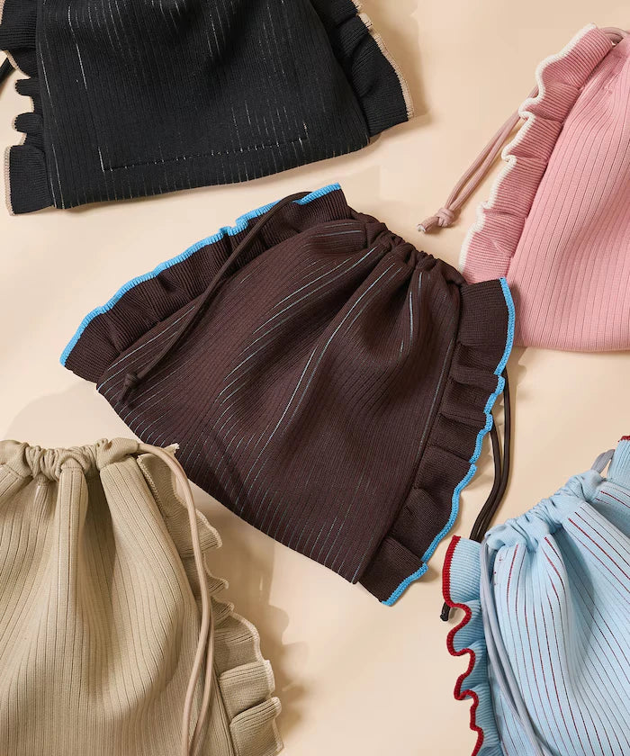 Multiway Color Knit Frill Shoulder Bag
