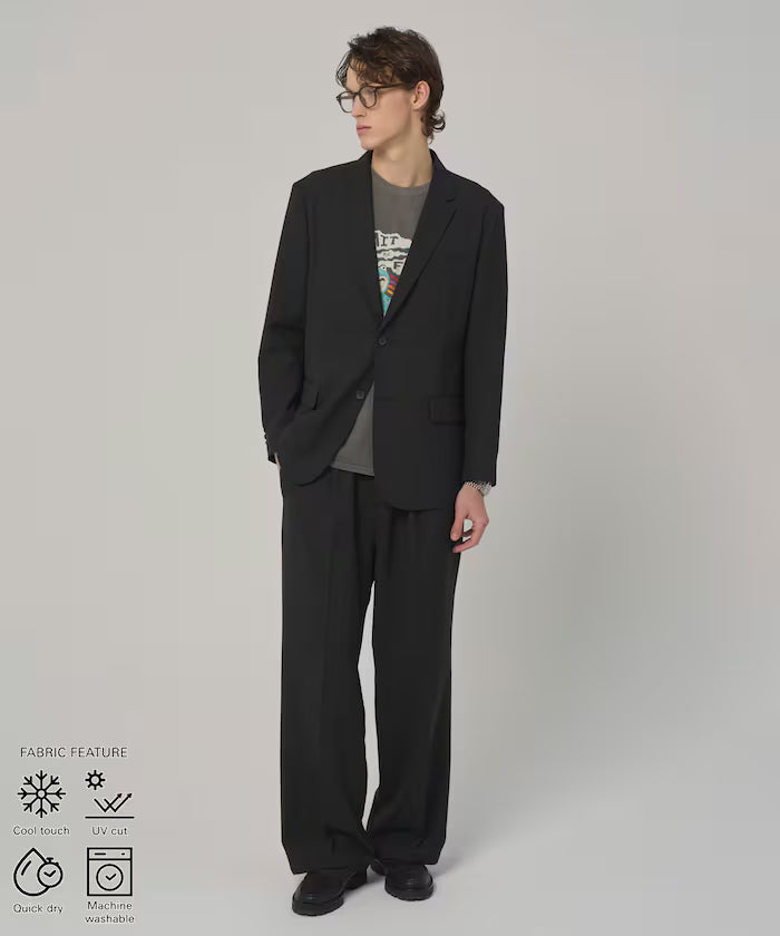 Functional Material Jacket & Wide Slacks Set Up / Washable / UV Cut / Quick Dry / Contact Cooling
