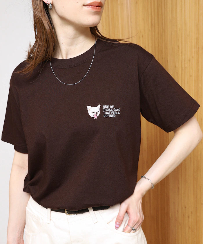 Organic Cotton One Point Animal Embroidery T-Shirt