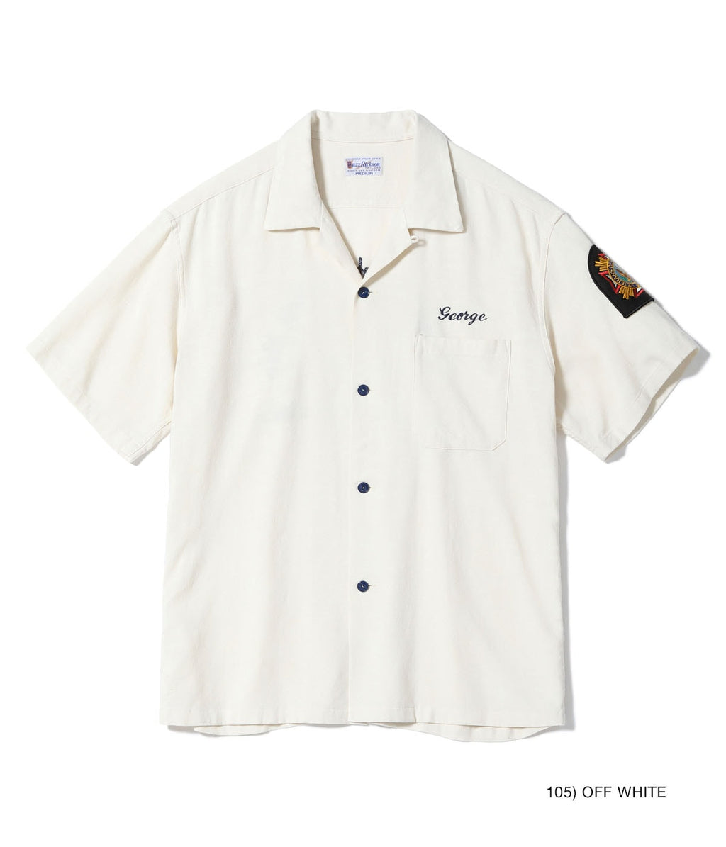 U.S. NAVY RAYON LINEN OPEN SHIRT with CHAIN EMBROIDERED
