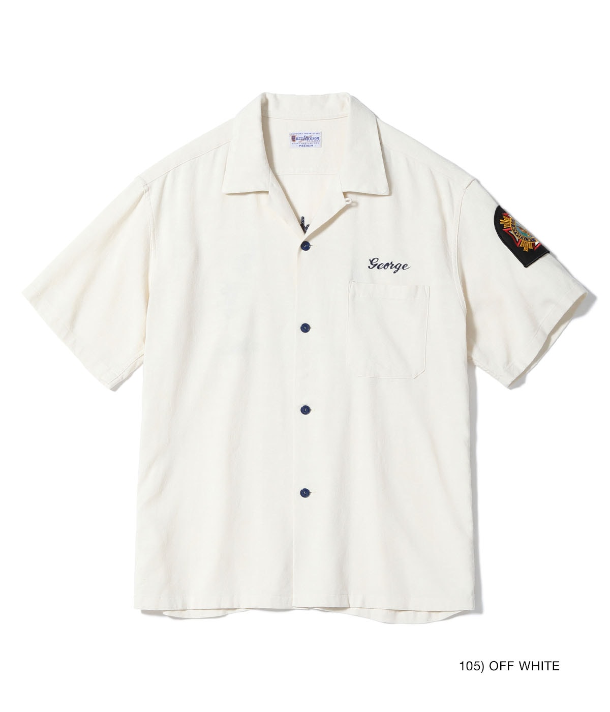U.S. NAVY RAYON LINEN OPEN SHIRT with CHAIN EMBROIDERED