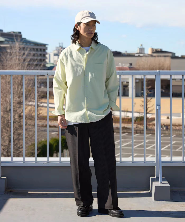 Nuance Color Oversized Regular Collar Long Sleeve Shirt