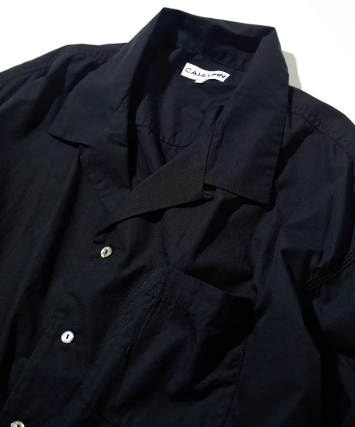 Magazine Pocket Broadcloth Open Collar Shirt
