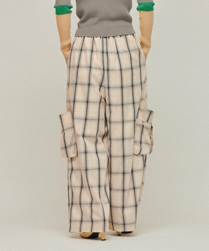 Ombre Check Easy Pants / Patch Pocket Wide Easy Pants