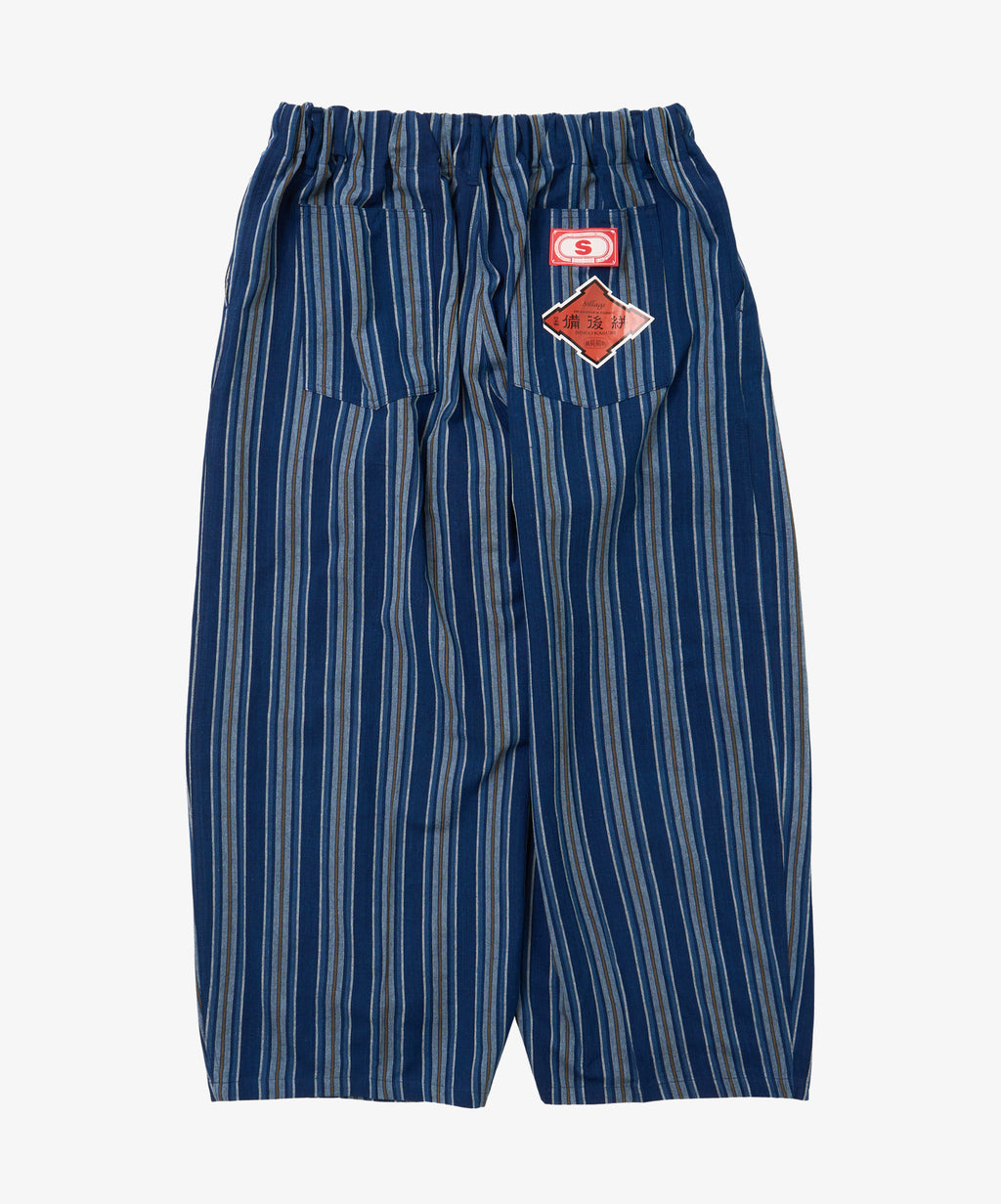 bingo kasuri circular pants yellow navy stripe