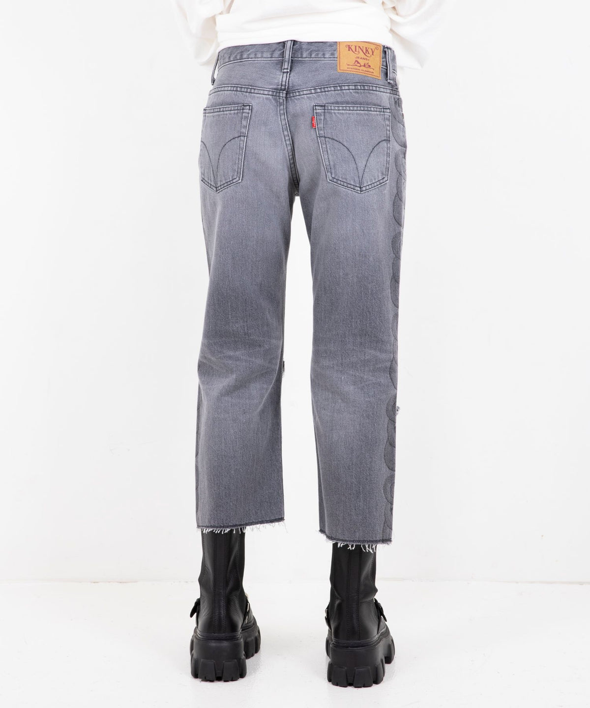 Snake Loop 8 Length Crushed Denim Pants