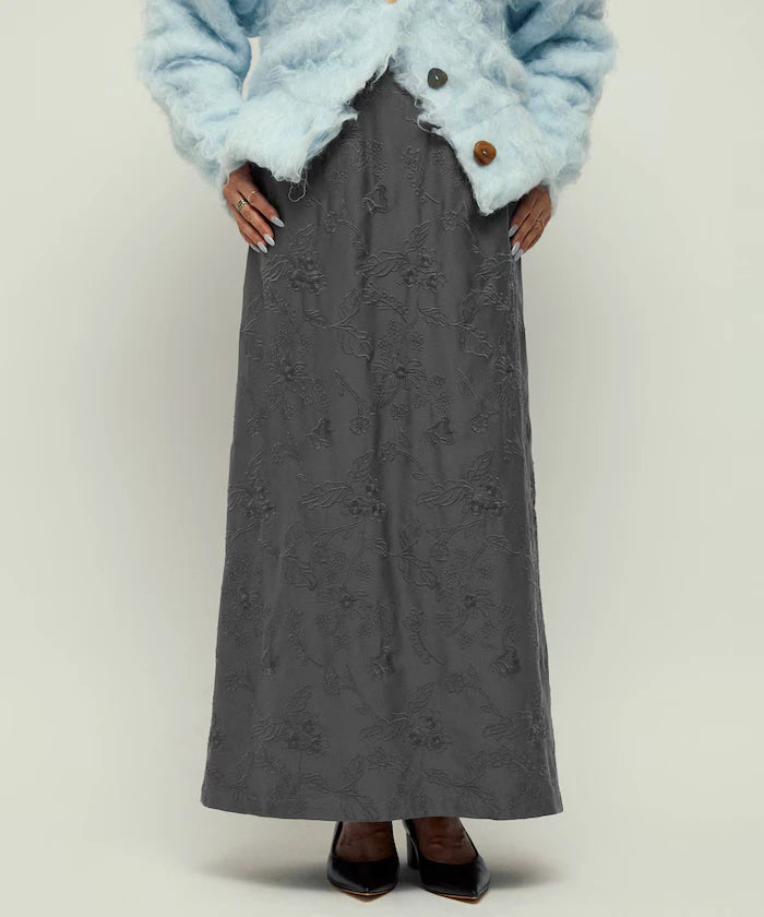 Flower Embroidery I-Line Easy Skirt