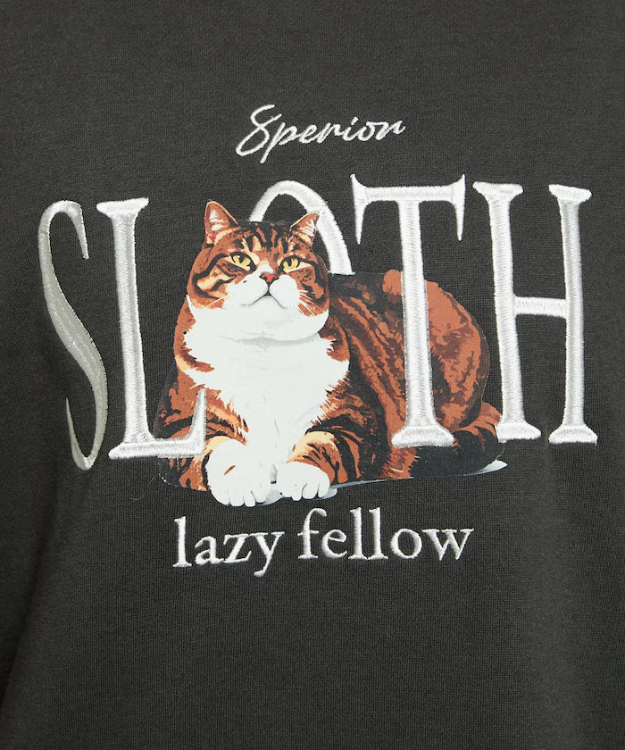 SLOTH Cat Fleece Lined Sweatshirt Limited Edition