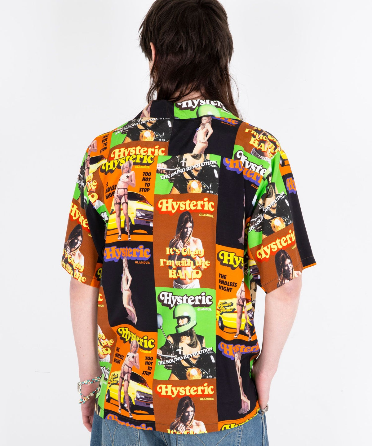 HG Magazine Pattern Open Collar Shirt