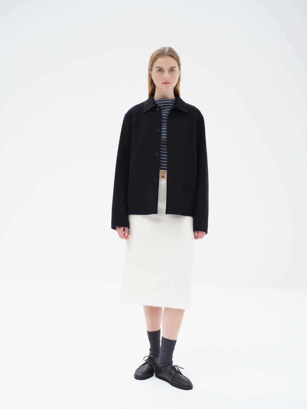 FULLED WOOL SILK SKIRT