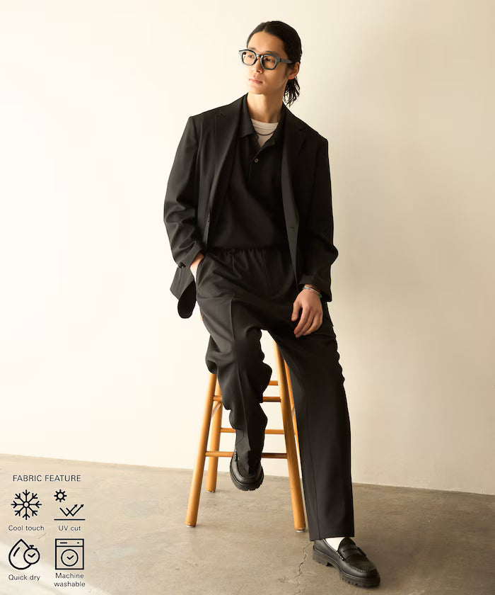 Functional Material Jacket & Wide Slacks Set Up / Washable / UV Cut / Quick Dry / Contact Cooling