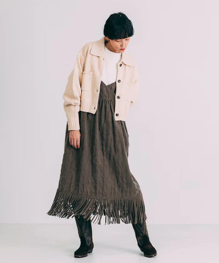 Fade-Processed Fringe Mini Dress